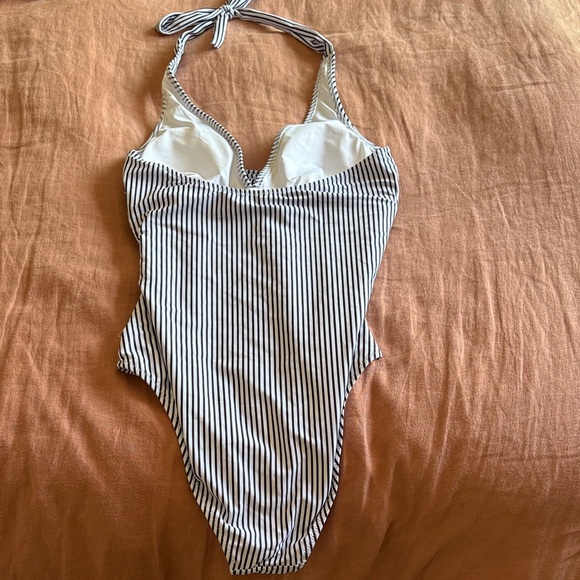 Striped Halter One-Piece Swimsuit - Picture 2 of 4